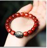 Women's Small-Leaf Rosewood Bracelet with Mother-of-Pearl Bead, Wenwan Buddhist Calming Ornament, Unisex.