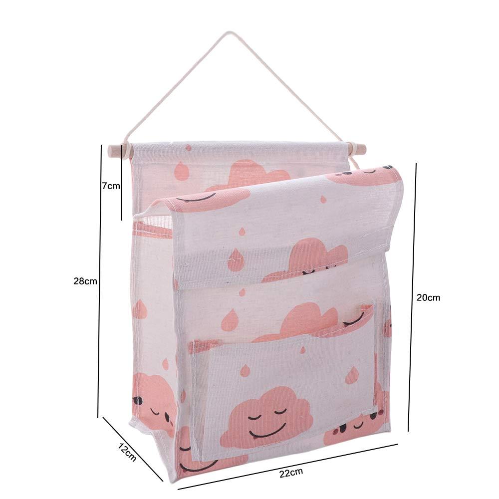 3 Pockets Wall Hanging Bag Plaid Bedside Organizer Sundries Storage Pouches  Behind the Door