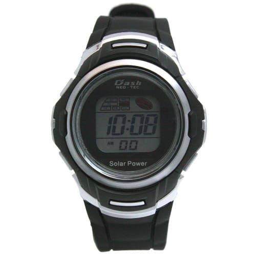 Arias Men's Solar Digital Watch with Dash Function, Waterproof, Multi-Function, Urethane Strap, AD06717-SOL-9, Black