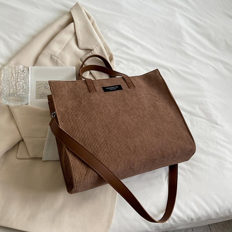 Casual Tote Soft Corduroy Satchel Shoulder Bags For Women Ladies Large Capactiy Office Handbags Shopping Crossbody Bag ARI