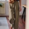 Women High Waist Wide Leg Pants Solid Gray Business Casual Trousers Straight Loose Office Daily Pants