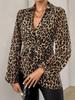 Camicetta da Donna con Stampa Leopardo Scollo a V Manica Lunga Nodo Frontale Camicia Casual da Ufficio Top Elegante alla Moda