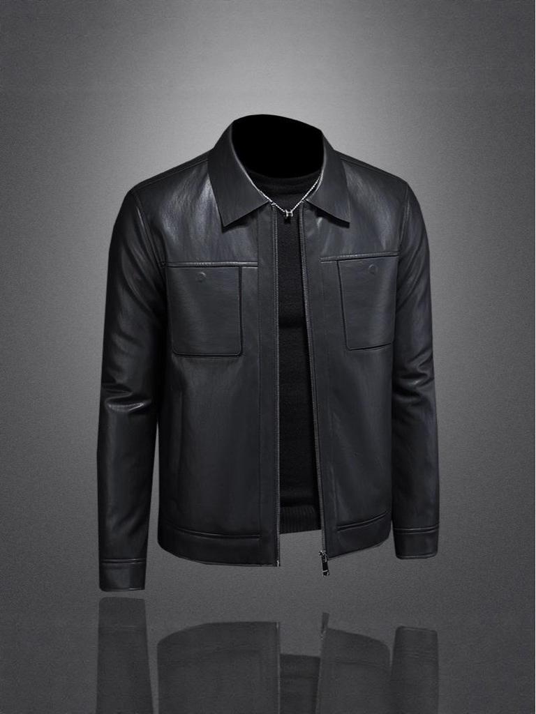Men's 2025 Winter Motorcycle Leather Down Jacket