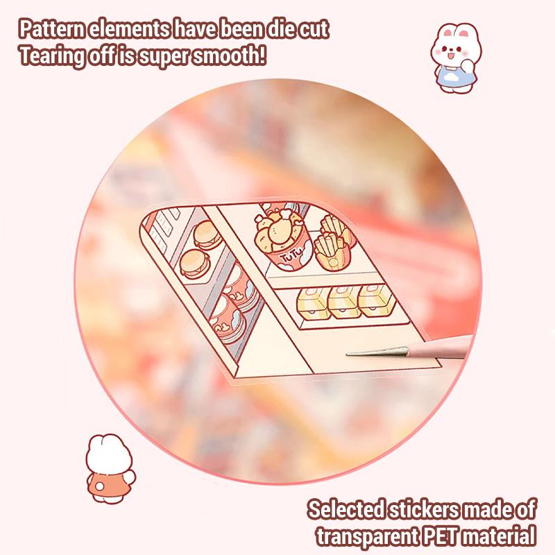 DIY Cute Rabbit Cartoon Girl Mini World Landscape Sticker Pocket 3D Sticker Cabin Scene Stacking and Pasting Festival Kids Gifts