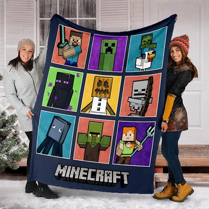 1pc Pixel games Theme Blanket - Digital Print, Polyester, Cozy for All Seasons, Perfect for Outdoor, and Travel