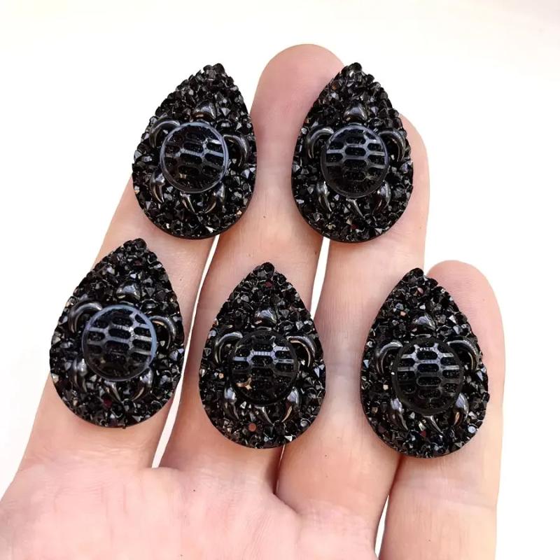 10pcs Charm Turtle Ore Resin rhinestone Flat back scrapbook Sewing Drop shaped Rhinestone diy Indigenous earring decoration чёрный
