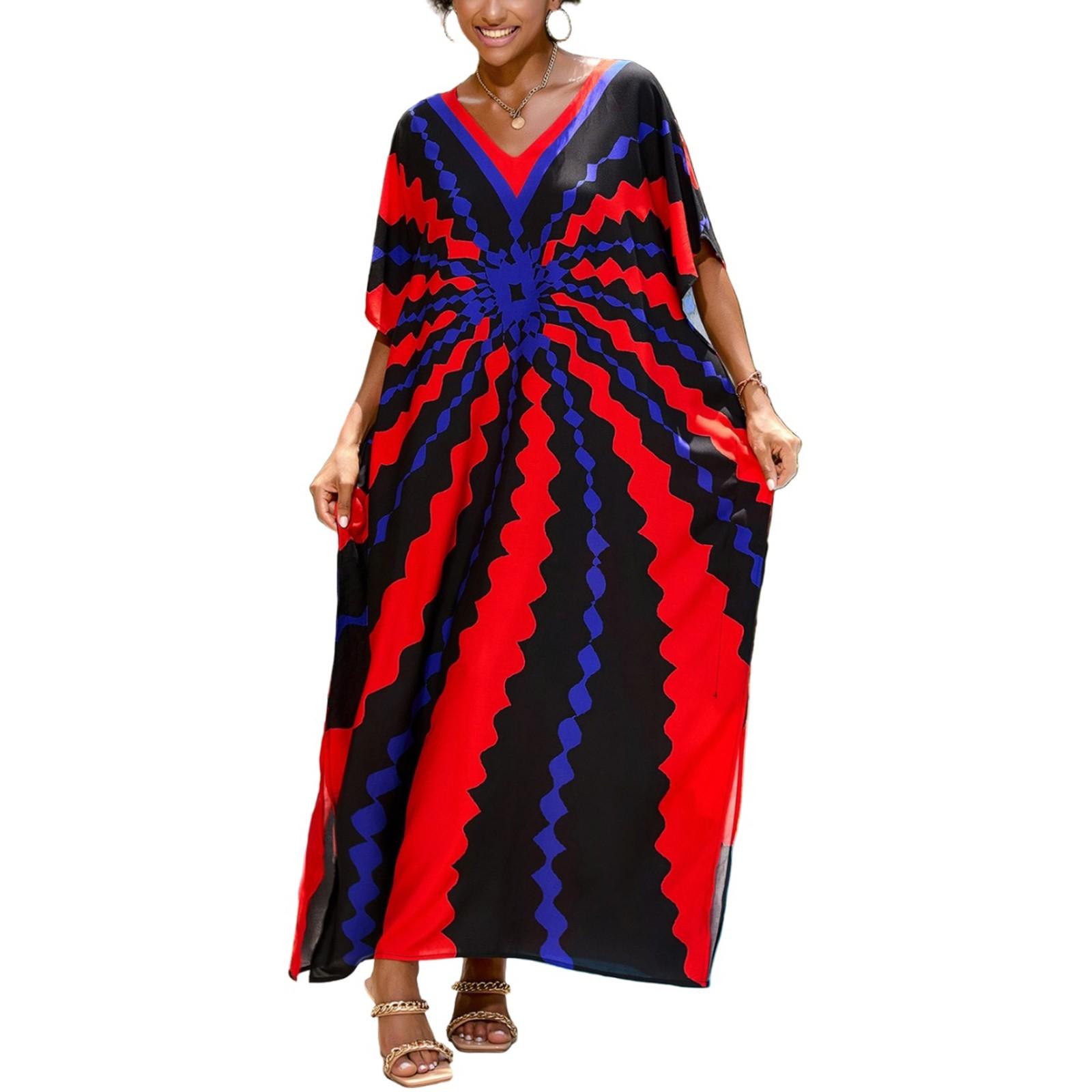 

Пляжная накидка с красочным цветочным принтом, свободный халат для отдыха, бикини, рубашка от солнца One Size