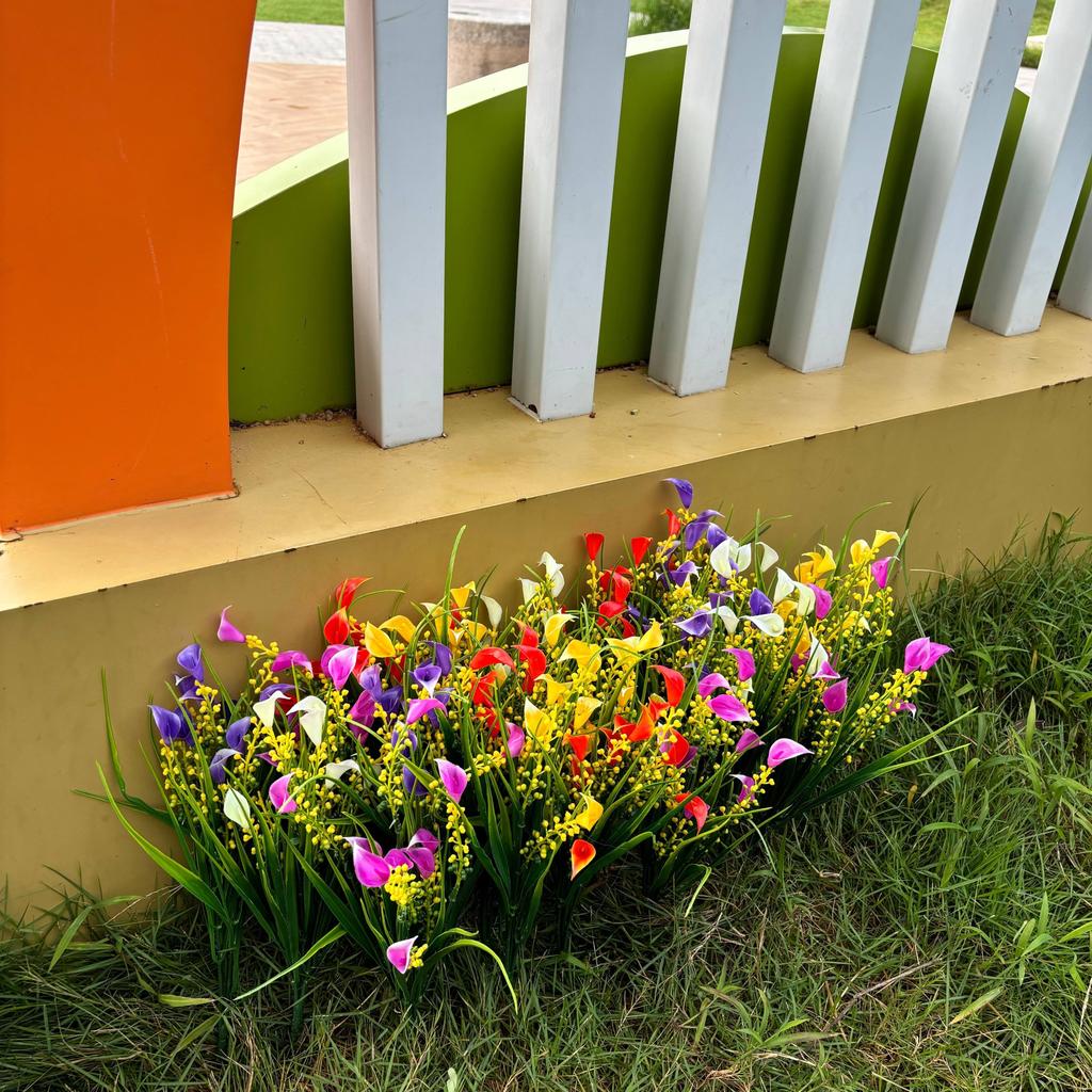Flores Artificiales para Plantas Falsas de Exterior - Arbustos de Plástico Resistentes a los Rayos UV que No se Desvanecen - Decoración de Hogar de Primavera, Jardín Rústico, Vegetación de Exterior outd