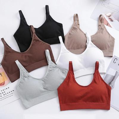 Wickel-BH mit Rippenmuster und japanischem Teddybär-Motiv, schöne Rückseite, blendfrei, verstellbare Schultergurte, Tanktop, Unterwäsche, Sport-BH für Damen