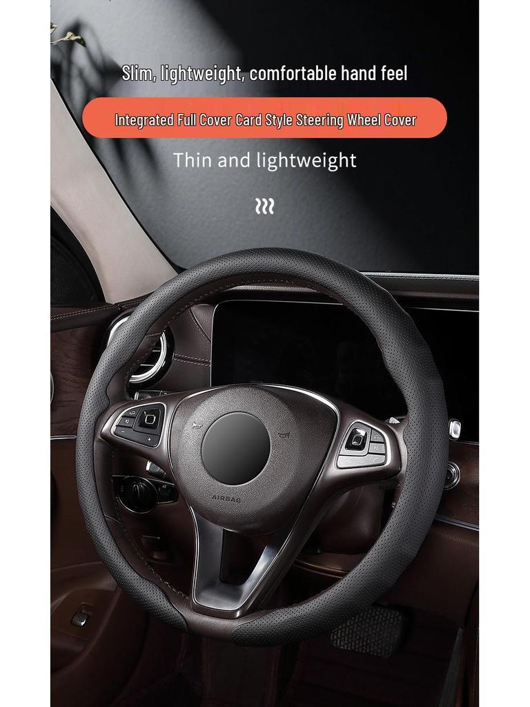 Premium Nappa Leather Steering Wheel Cover - Anti-Slip, Breathable, Ultra-Thin, All-Season