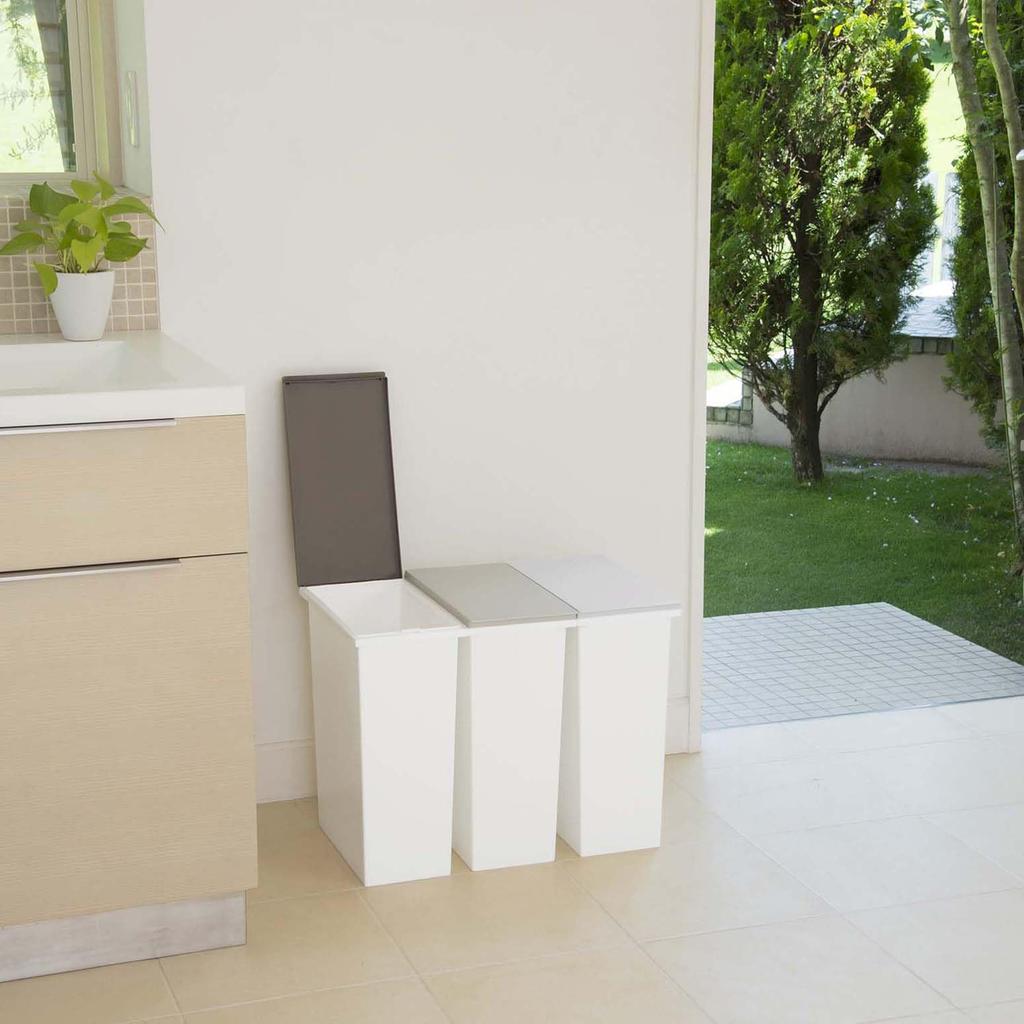 Shinki Gosei Dragonfly Neo Color Trash Can Separated by Color Slim Open Type 20 Liters Set of 3 Brown Beige White Gray Width X Depth X Height Cm With