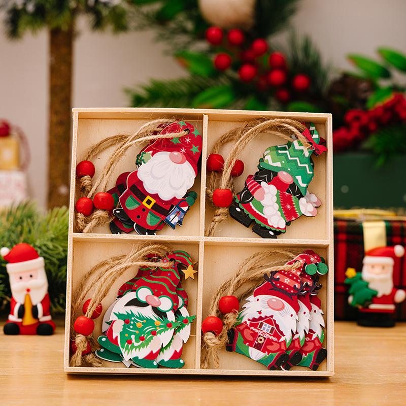 12Pcs Gnomes Pendants For Xmas Tree Christmas Decoration New Year Gift Wooden 2025 Christmas Hanging Ornaments