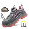Women'S Rotating Button Safety Shoes Steel Toe Work Sneakers Indestructible Shoes Puncture-Proof Work Boots Cushion Women Sneake