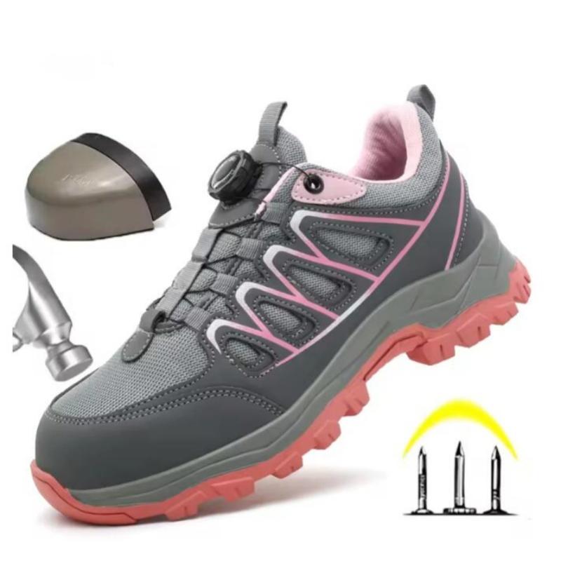 Women'S Rotating Button Safety Shoes Steel Toe Work Sneakers Indestructible Shoes Puncture-Proof Work Boots Cushion Women Sneake