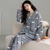 Coral Fleece Pajamas Women'S Autumn And Winter Fleece Thickened Warm Flannel Loungewear Winter Cute Cartoon Set