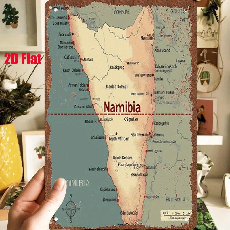 D Flat pc D Flat Metal Sign Vintage Tin Art Map of Namibia X Inches X Cm Showcasing The Natural Scenery And U