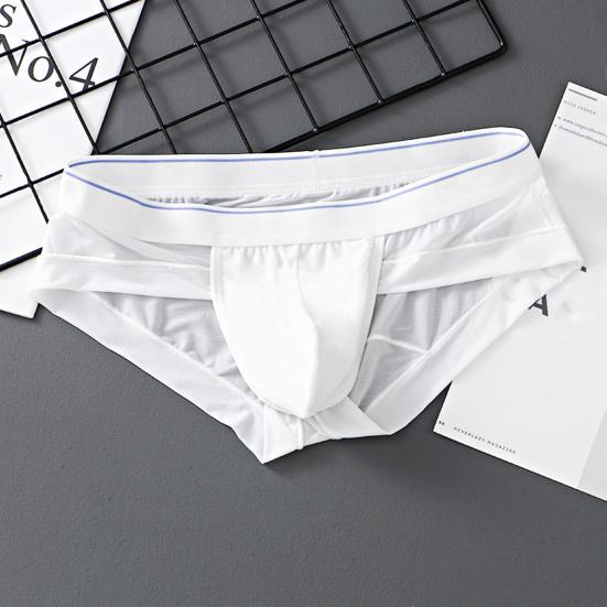 Men Briefs Summer 3D Pouch Solid Color Soft Sheer Breathable Comfortable Stretch Quick Drying Male Triangle Bikini Underwear