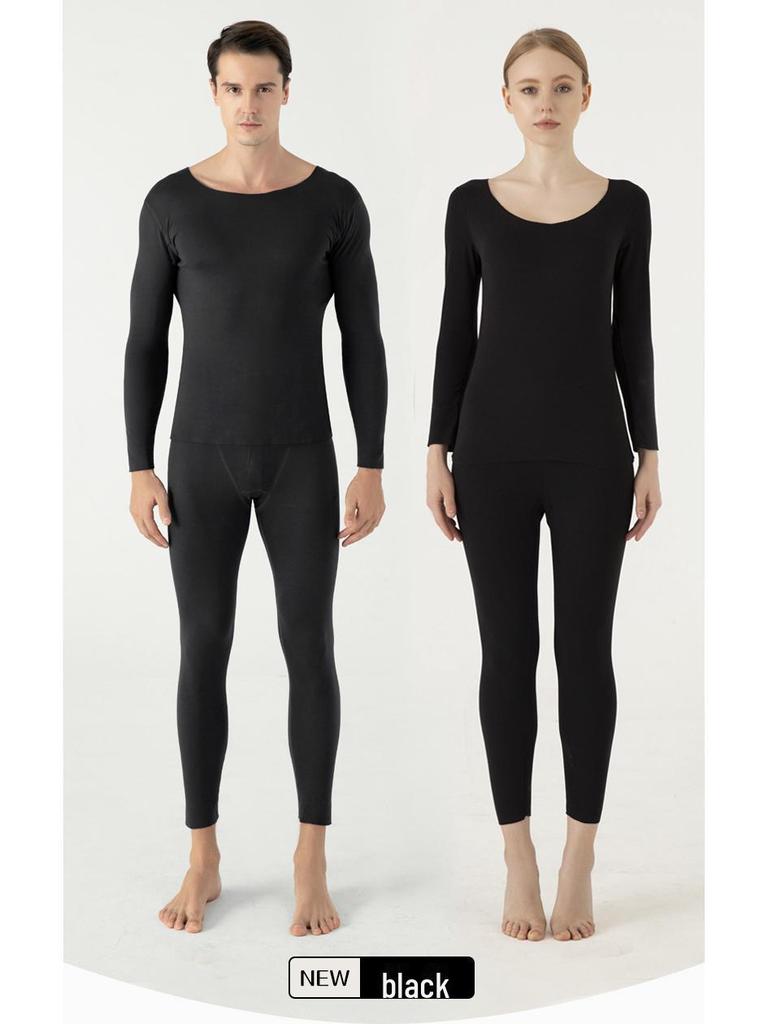 Damen Hautfreundlicher Thermo-Unterwäsche-Anzug: Doppelseitiger deutscher Samt, nahtloser Rundhalsausschnitt, Slim Fit für Herbst/Winter.