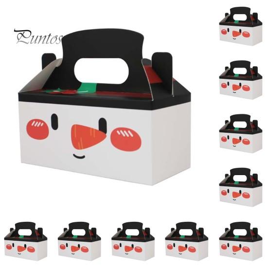 Cutie de cadouri de Crăciun, 10 buc., Cadouri din carton de Crăciun, Cutii de biscuiți cu bomboane cu mâner, pungi de bunătăți, consumabile pentru petreceri de vacanță