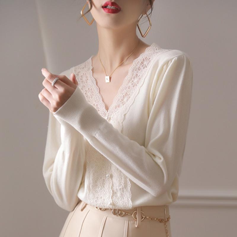 Women Sweaters Pullovers 2025 Autumn Winter Long Sleeve V-Neck Black White Knitted Sweater Women Tops Pullover JJ120