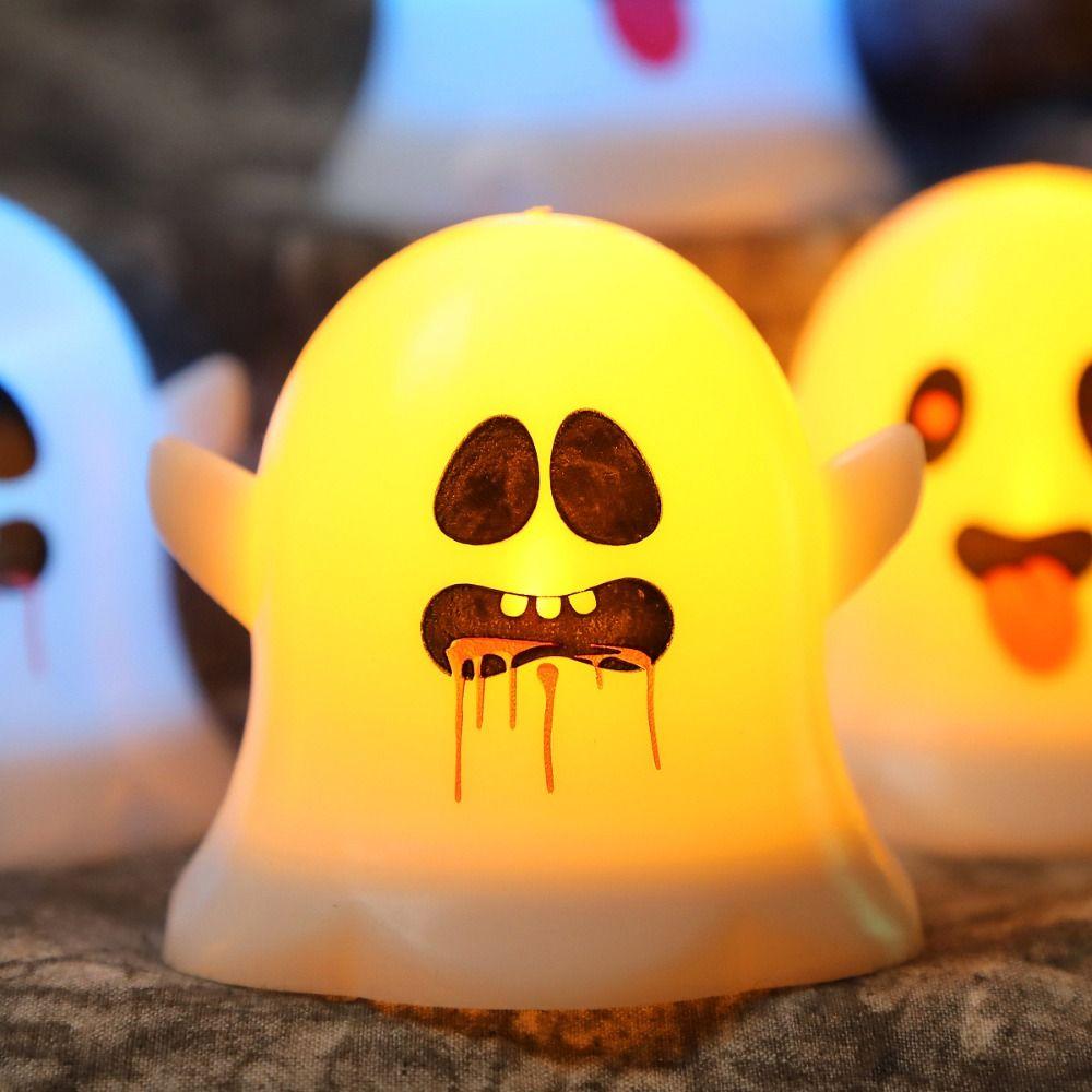 Luminous LED Candle Light Plastic Ghost Hanging Ornament Halloween Ghost Lamp  Haunted House