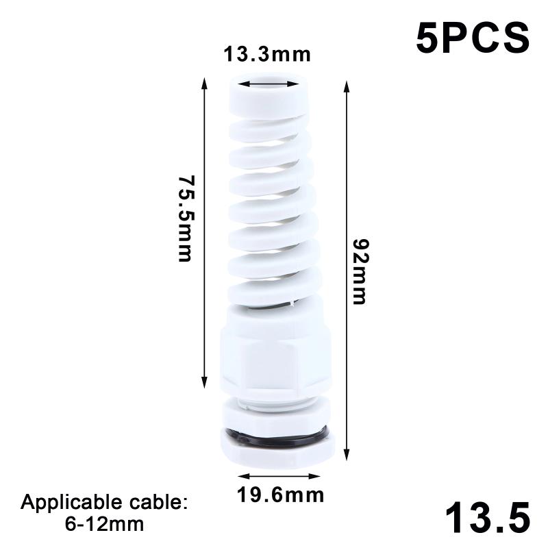 5Pcs Waterproof Cable Gland Pg7 Plastic Anti-Bending Joint M12 Nylon Pa66 Torsion-Proof Glands Pg7/9/11/13.5/16/19/21 Connector