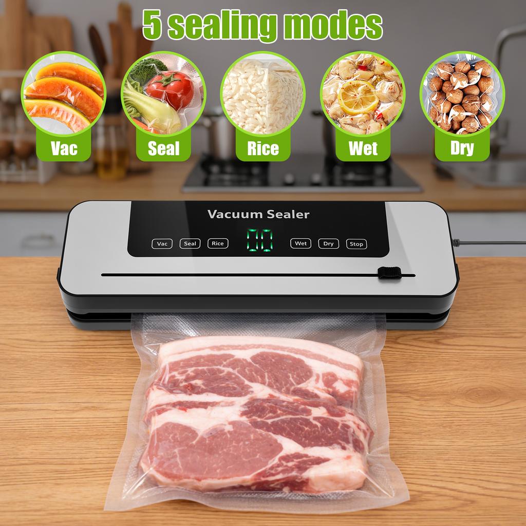 Electric Vacuum Sealer Machine Automatic Food Storage Seal Touch Button Dry/Wet Built-in Cutter Kitchen Sealing Vacuum packaging