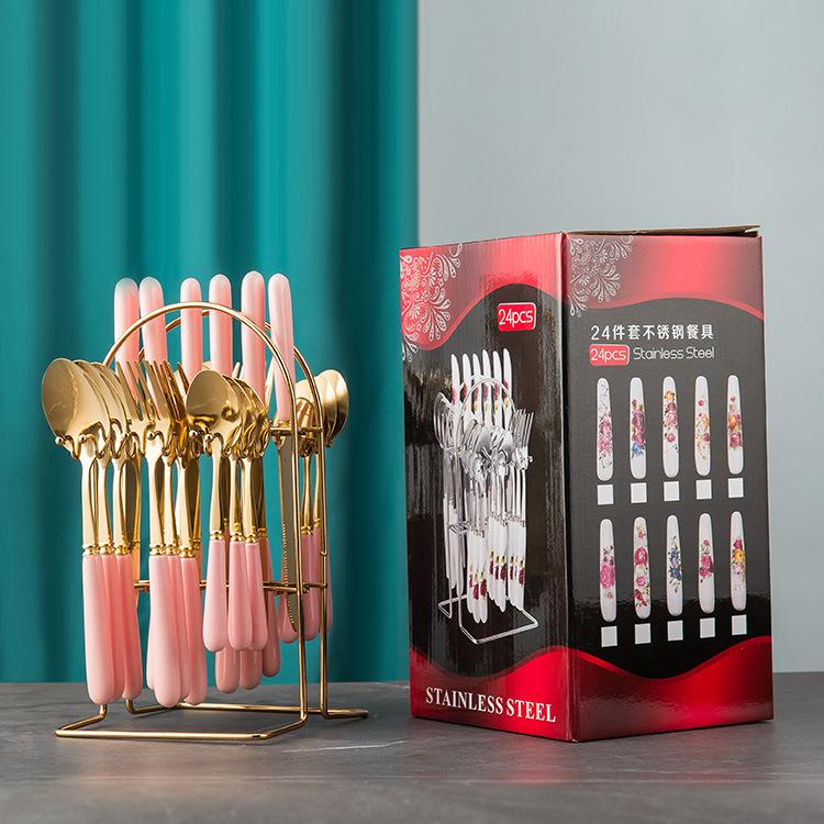 

Товары керамическая ручка 24 предмета нож вилка ложка нержавеющая сталь столовые приборы в стиле вестерн подарочный набор из 24 предметов