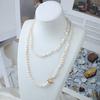 90cm Two Sides Light Natural Freshwater Baroque Pearl Beaded Necklace Irregular Pearl Sweater Chain Women's Long Winter Necklace