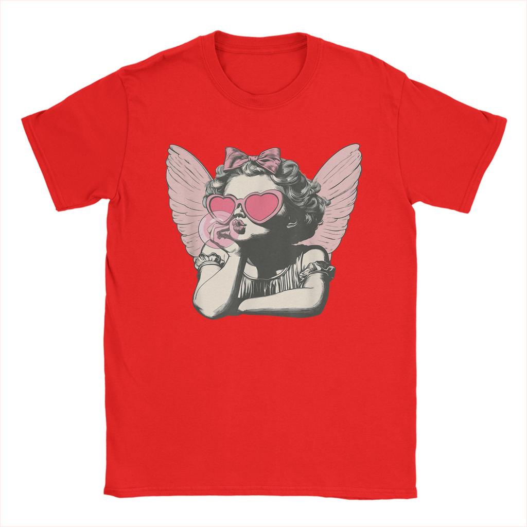 Retro Cupid Valentine Day Cute Cupid Blowing Bubble TShirt Summer  Harajuku TShirts Unisex Tees Short Sleeve Classic Tshirt