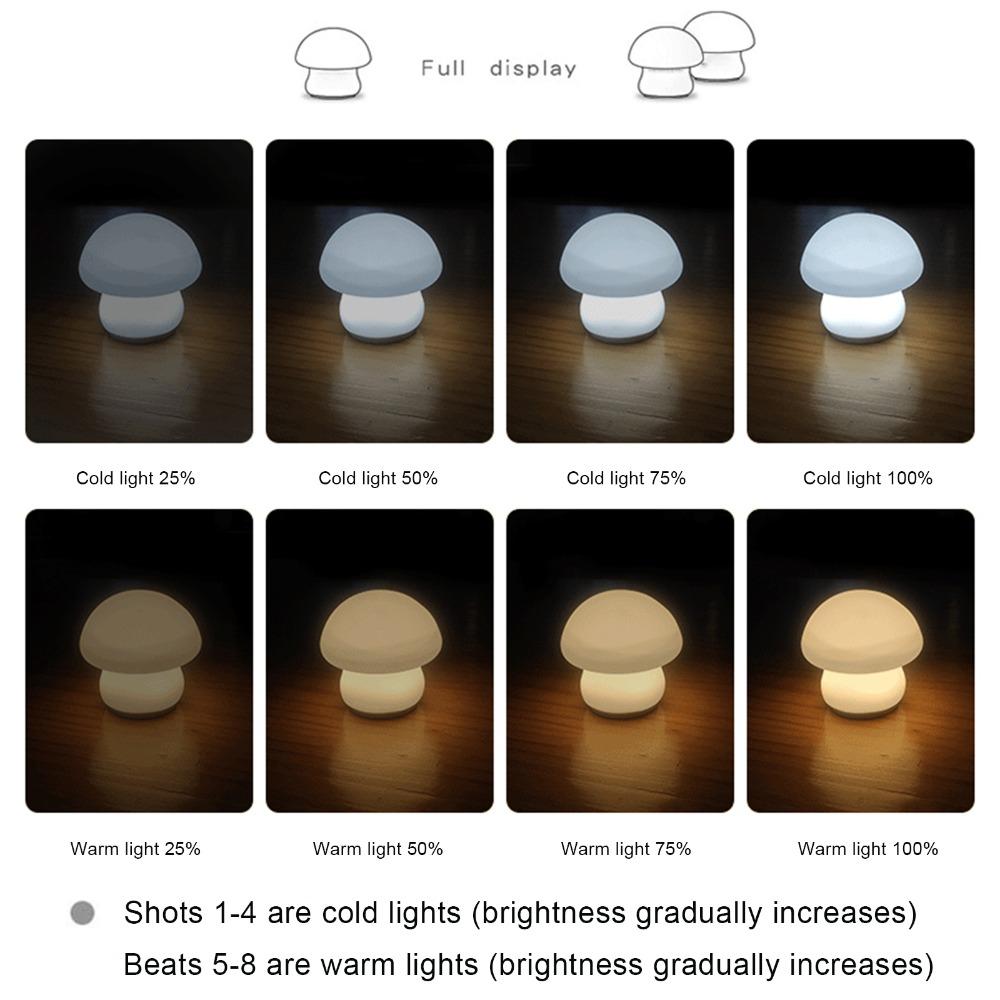 Silicone LED Mushroom Lamp 12.5 x 11.6cm Silicone Night Lamp Mushroom Nightlight Bedroom Use