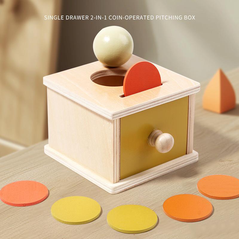 Montessori Wooden Coin & Ball Drop Box - Early Education Science Toy for Kids