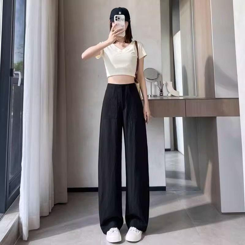 

Hemp-colored High-Waisted Cotton Linen Wide-Leg Pants for Women - 2026 Summer Slimming Thin Casual Fit S for 85-95 jin