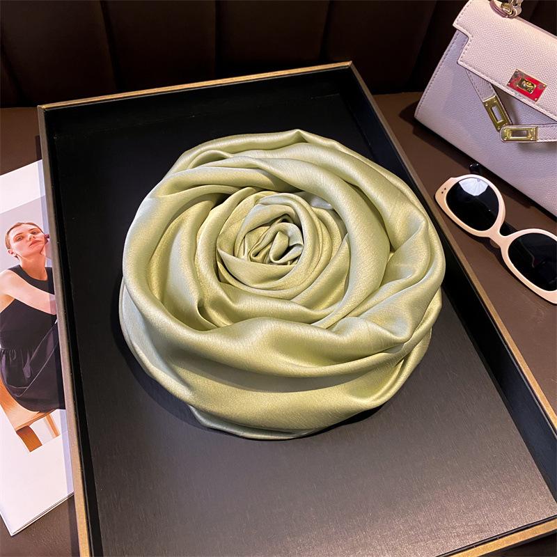 Women's Versatile Long Silk-Like Scarf: Spring Summer Solid Color Neck Tie Accessory