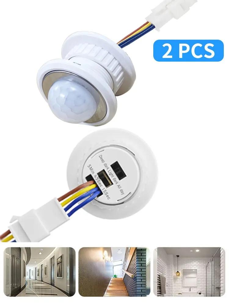 

2PCS Smart Motion Sensor Switch 85-265V Automatic Detector Switch Time Lighting Delay Adjust Movement For LED Lamp Ceiling Light