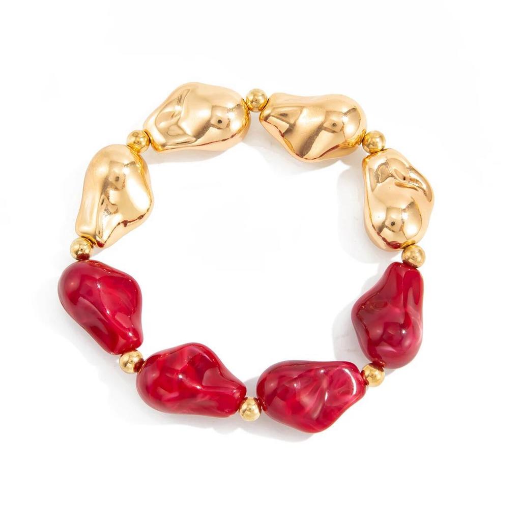 Ingemark 8 Colors Y2K Bohemian Resin Beads Bracelet for Women Vintage Baroque Style Splicing  Acrylic Bangle Charm New Jewelry