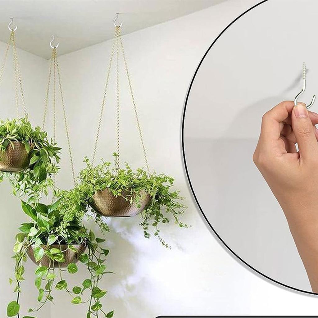 115 Stück Sortierte Größen Schraubhaken Silber Edelstahl Deckenhaken für Innen- und Außenbereich Hängepflanzenhaken