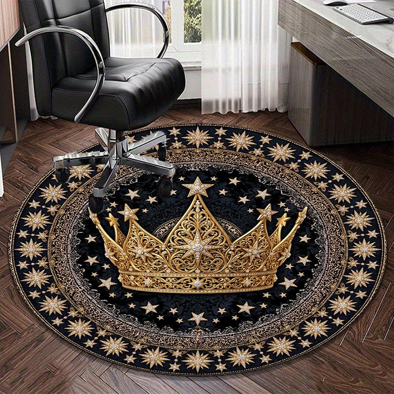 Royal Crown Stars Round Carpet Chair Cushion Round Entryway Rug, Soft Round Rugs for Living Room, Bedroom, Circle Carpet Decor Gifts