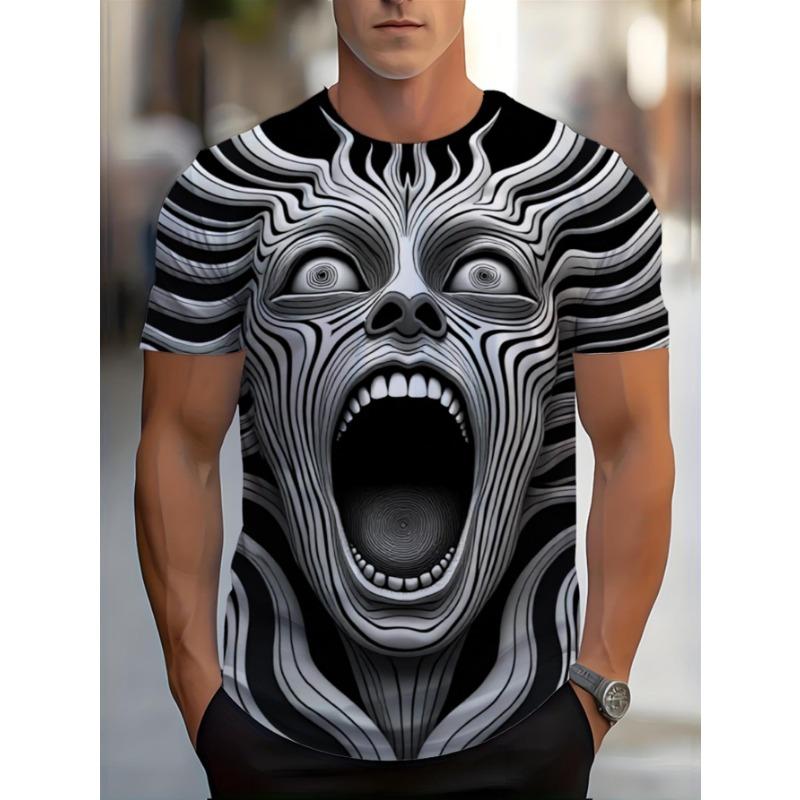 

Men s Full-Body 3D Dog Moonlit Night Print T-Shirt - Hot Transfer Round Neck Short Sleeve Casual Summer S