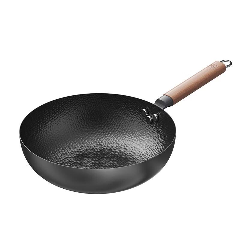 Sanhe 32cm Nitrided Hammered Pure Iron Wok