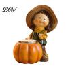 Rustic Farmhouse Fall Decor Autumn Harvest Figurine Ornament, Decorative Resin Statue, Turkey/Scarecrow/Pumpkin Retro Pastoral Style Ornaments