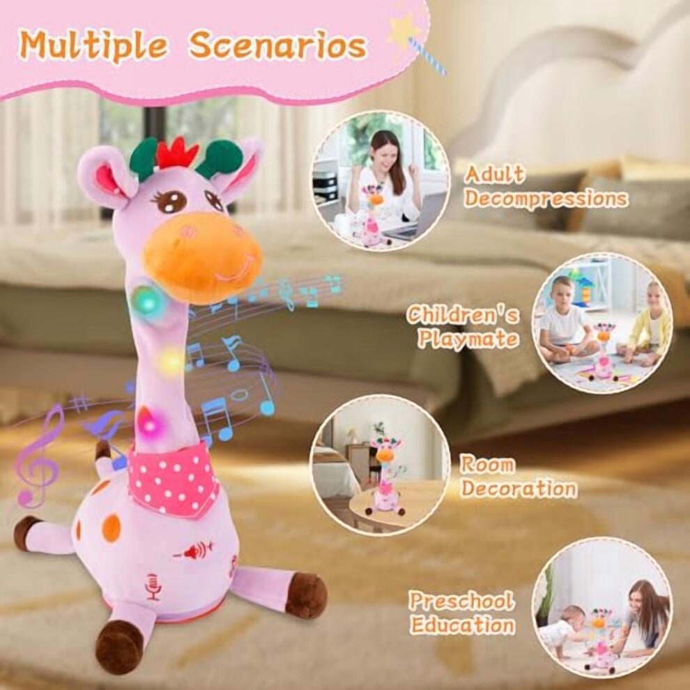 Dancing Talking Giraffe Toy, Glow-in-the-Dark Musical Stuffed Animal for Toddlers 1-3, Repeats Speech – Purple (Compatible with Kids 1-3)