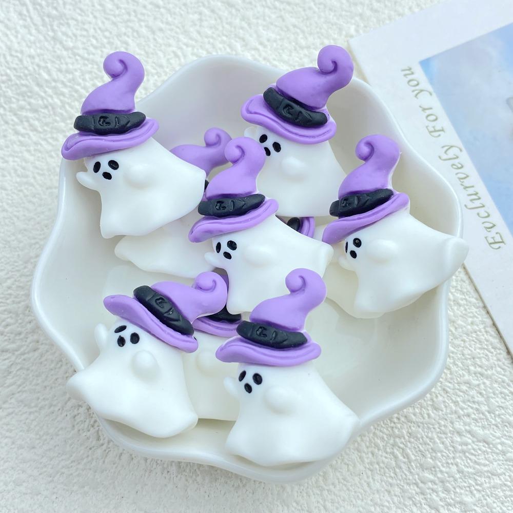 10Pcs New Cute Resin Halloween Ghosts Series Flat Back Parts Embellishments For Hair Bows Accessories