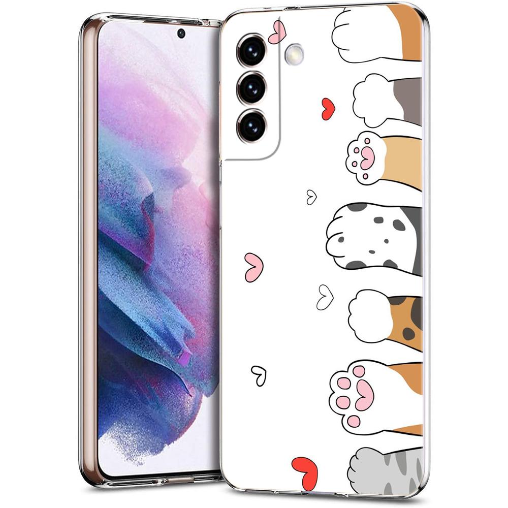 Transparent Phone Case Cover for Samsung Galaxy S25 S24 S23 S22 S20 S21 FE Ultra S24 S23 S10 S10E Plus Cute Cartoon Cat Pattern