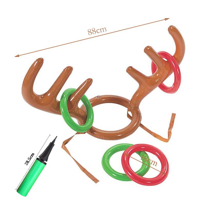 DIY Xmas Kids Gift Christmas Game Inflatable Funny Reindeer Antler Hat Ring Toss Navidad Natal New Year Outdoor Inflated Toys