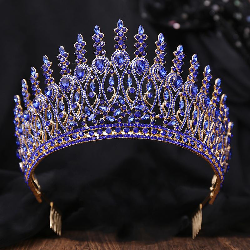Royal Queen Rhinestone Crown Big Diadem CombsTiara Crowns for Women Bridal Wedding Party Crown Hair Dress Jewelry Accessories