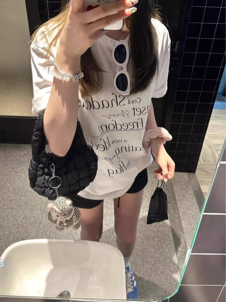 Summer Casual Plus-Size Printed Cotton T-Shirt - Age-Reducing, Versatile, Loose Fit, Round Neck