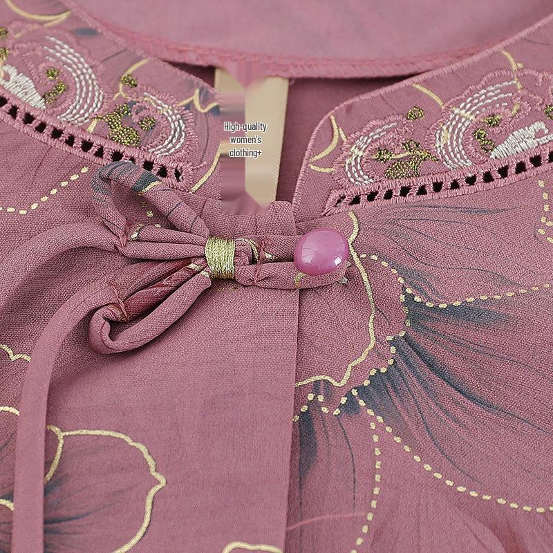 Women's Summer Seven-Sleeve Shirt - Mid-Aged & Elderly, Chinese Style