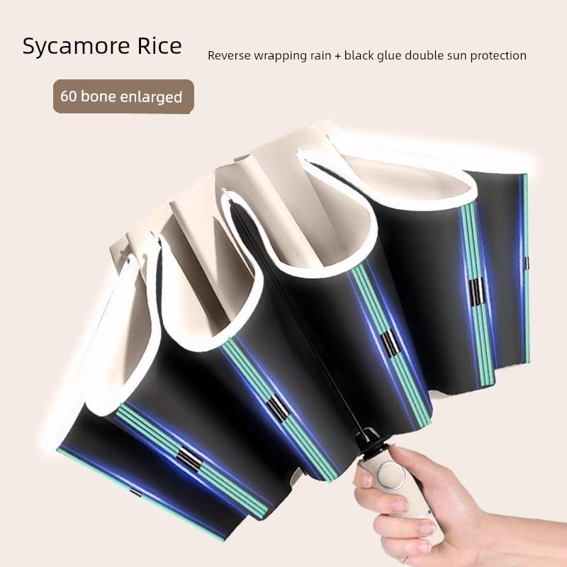 Umbrella with Enlarged Canopy, Thickened and Reinforced, Uv-Resistant, Compact and Portable, Dual-Use for Women and Men, Fully Automatic Sunshade