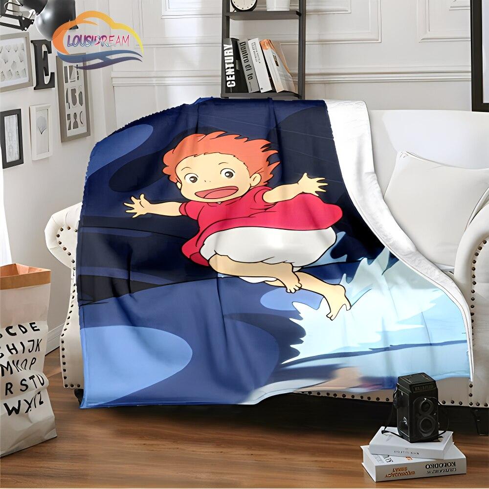 Ponyo On the Cliff Cute Cartoon Blanket Miyazaki Hayao Animation Series Blanket Four Seasons Blanket for Children and Adults